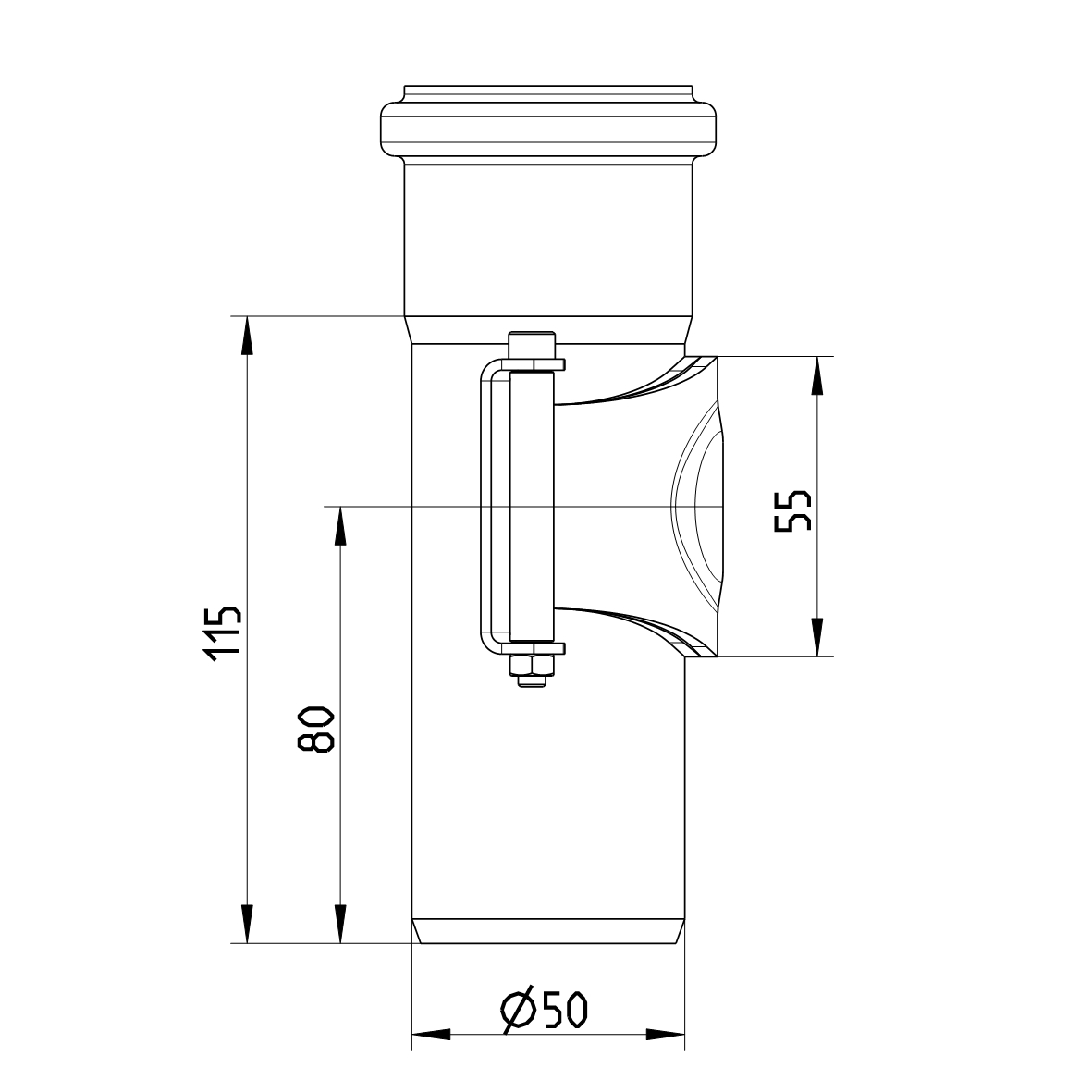 Line drawing of an access pipe from the series Straight pipe-access.