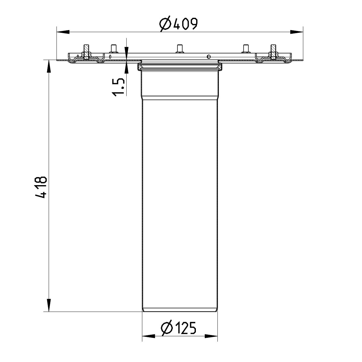 Line drawing of a lower part from the series Lower part-single ply membrane.
