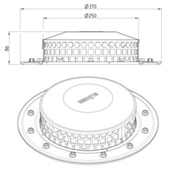 Line drawing of a leaf guard from the series Guard.