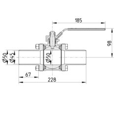 Line drawing of a valve from the series Lever-Ball-Valve.